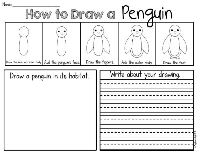 Step-by-Step Penguin Drawing Guide | PDF