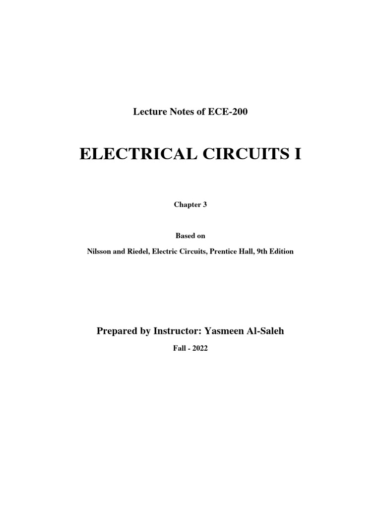 Chapter+3 +ECE+200+ss | PDF | Electrical Network | Series And Parallel ...