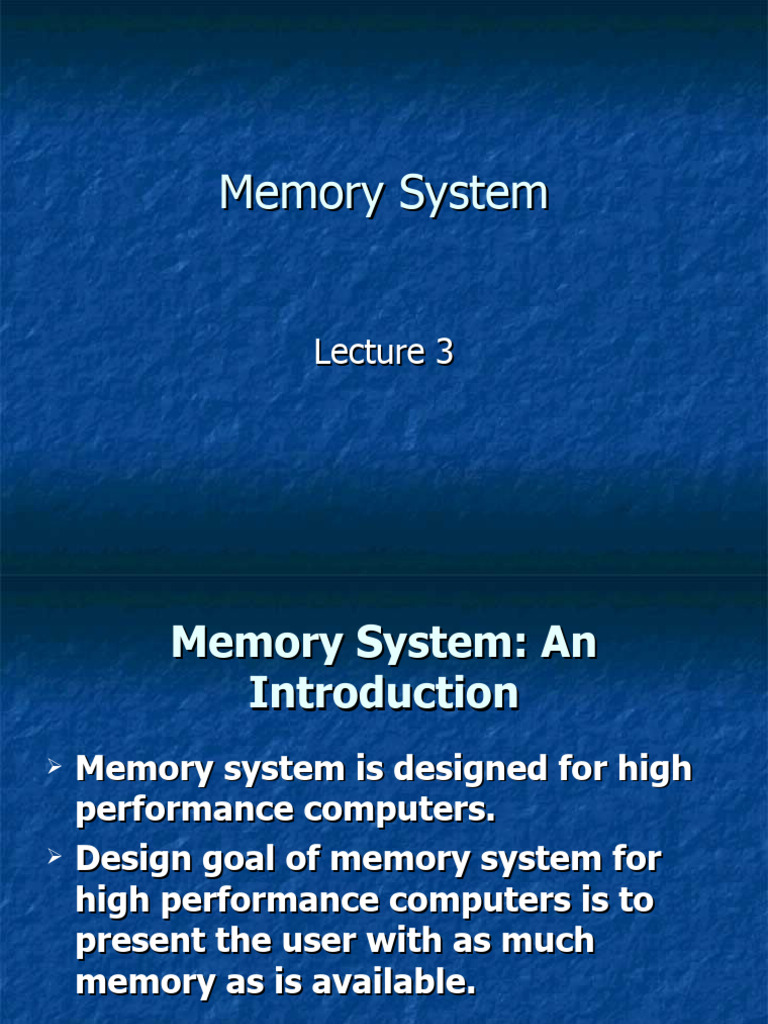 Lecture 3 | PDF | Computer Data Storage | Random Access Memory