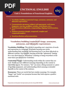 Functional English Unit 01 Notes Prepared by Cool Education