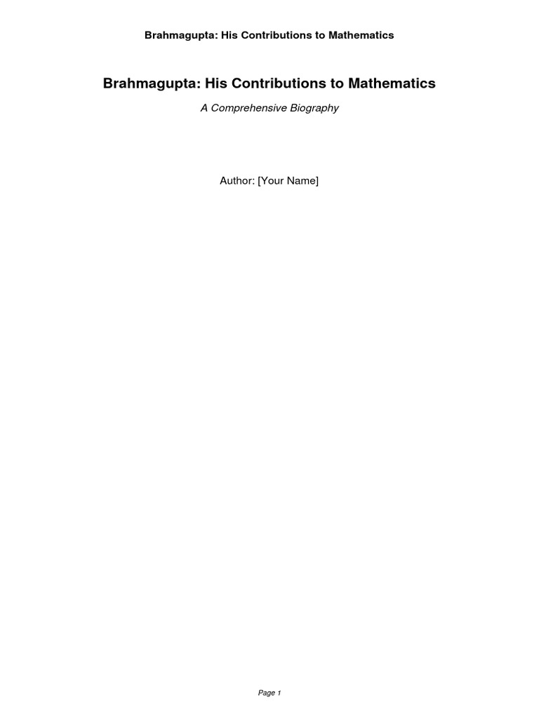Brahmagupta Biography PDF Mathematics Science