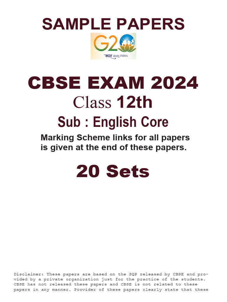CBSE Class 12 English Core Sample Papers | PDF | Internet Service ...