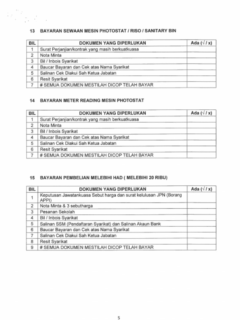 SENARAI SEMAK BAYARAN DAN TERIMAAN SEKOLAH (2)-6 | PDF