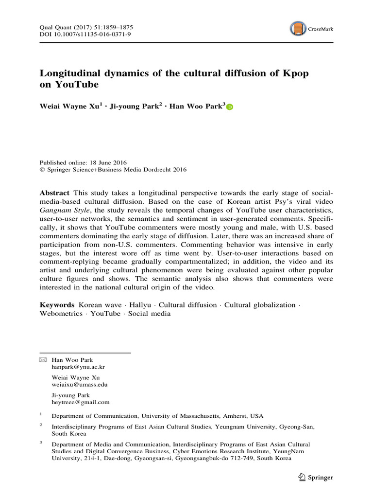 Cultural Diffusion of Kpop On Youtube | PDF | You Tube | Social Network