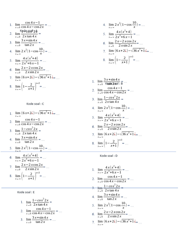 Limit Problems and Solutions | PDF