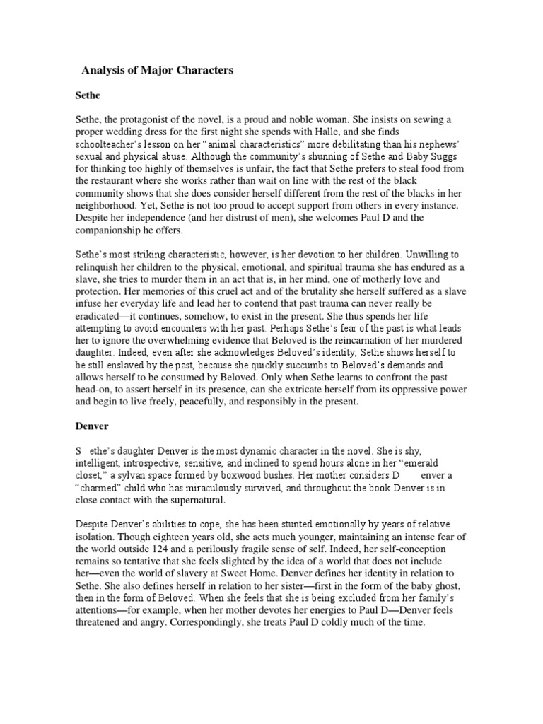 Beloved Character Analysis | A-Level AQA English Literature – JZCBGK