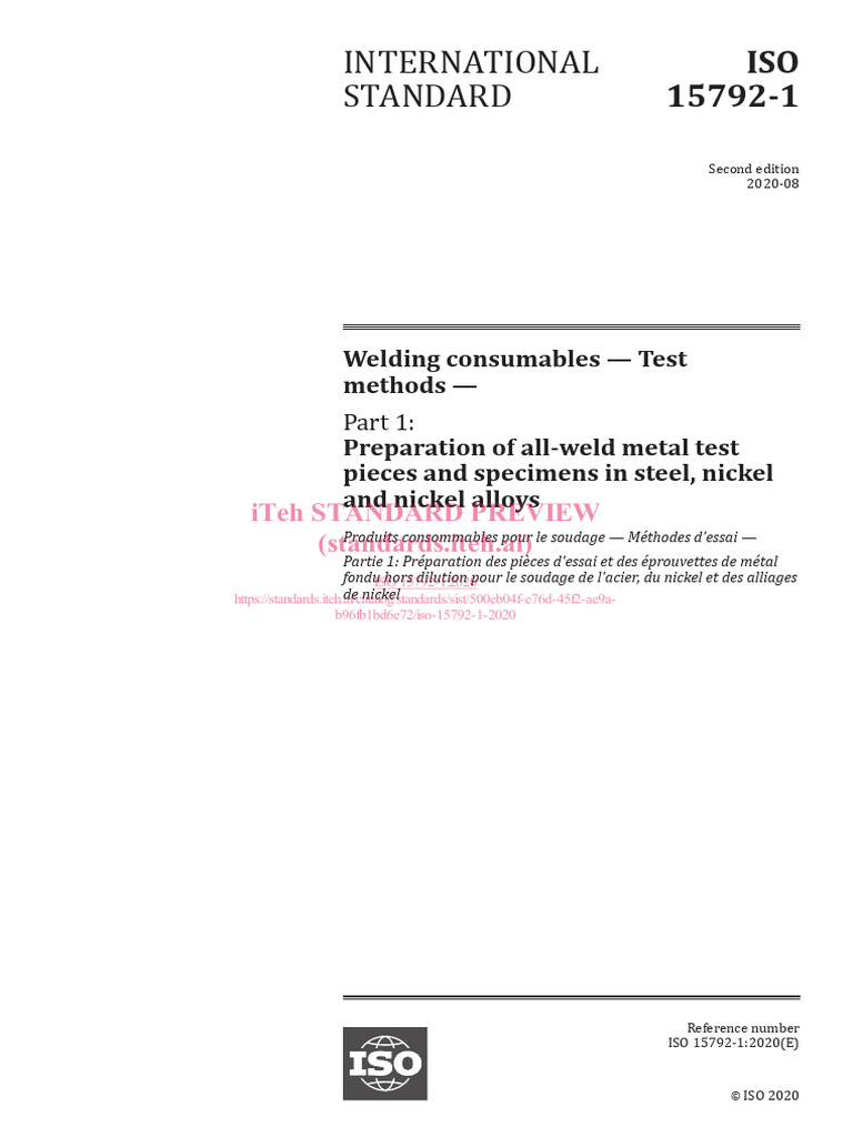 Iso 15792 1 2020 | PDF | Welding | Construction