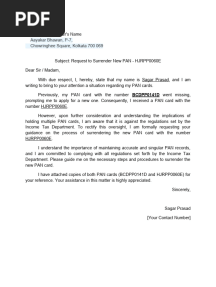 Pan Card Surrender Letter