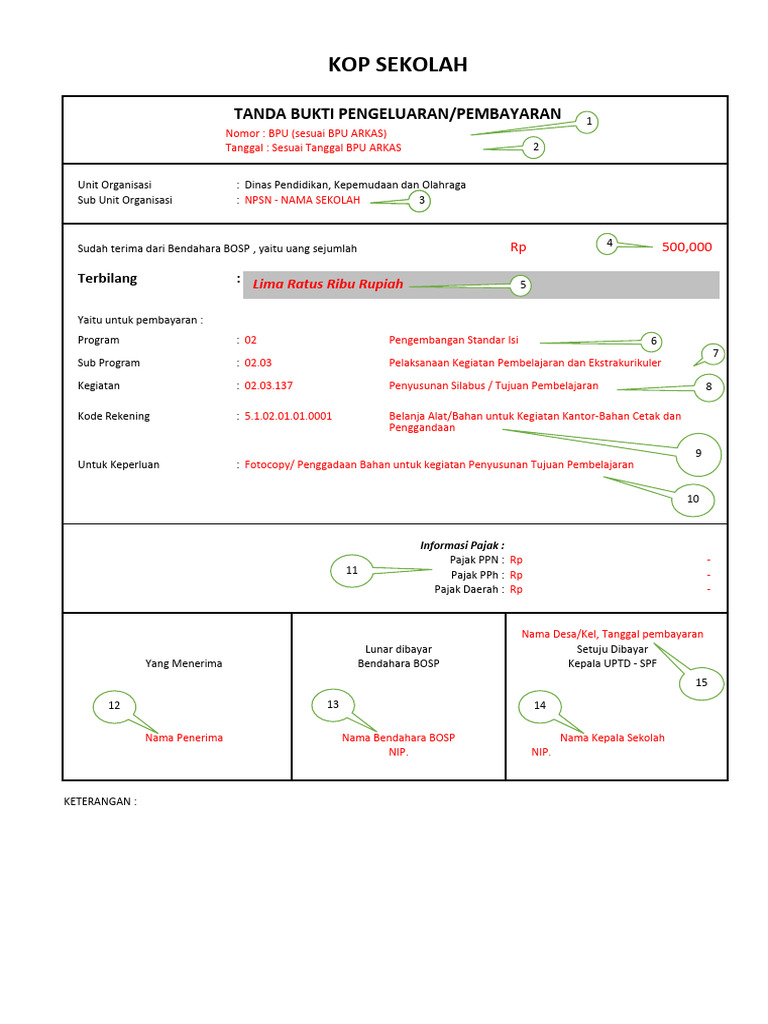Contoh Kwitansi BOSP 2024 | PDF