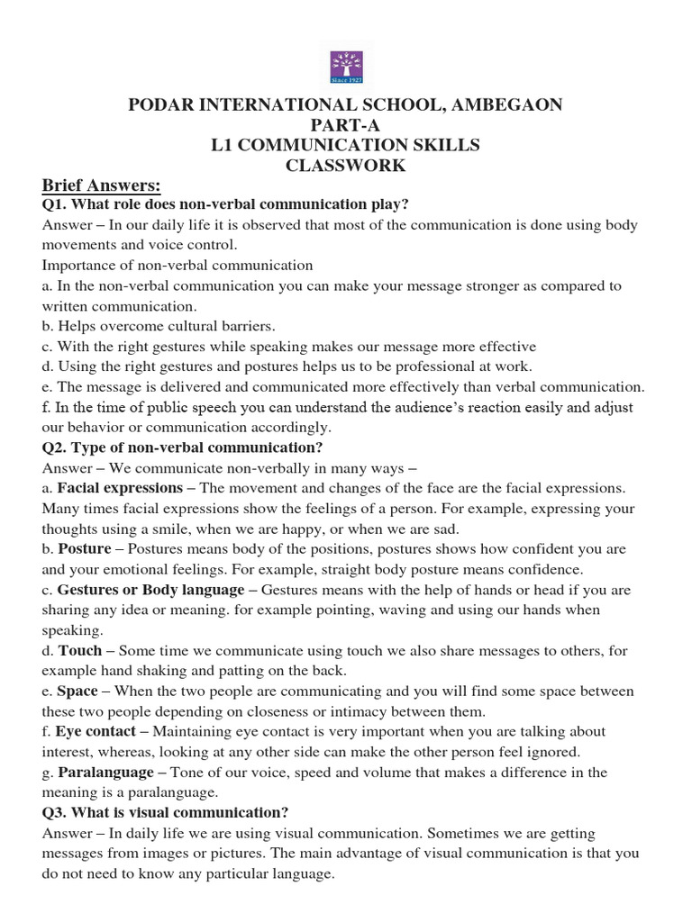 Non-Verbal Communication Skills Guide | PDF | Nonverbal Communication ...