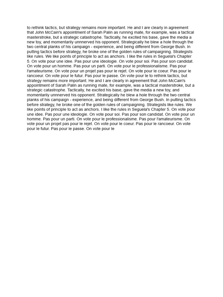 Tactics vs. Strategy in Campaigning | PDF | Politics