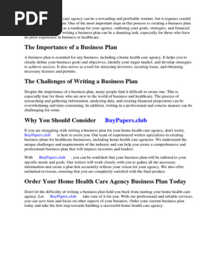 Home Health Care Agency Business Plan Template