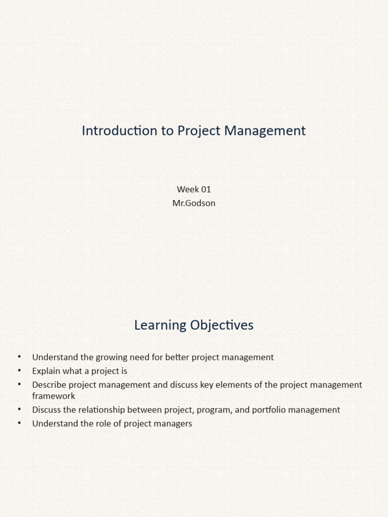 Week 01 - Introduction To Project Management | PDF | Project Management ...