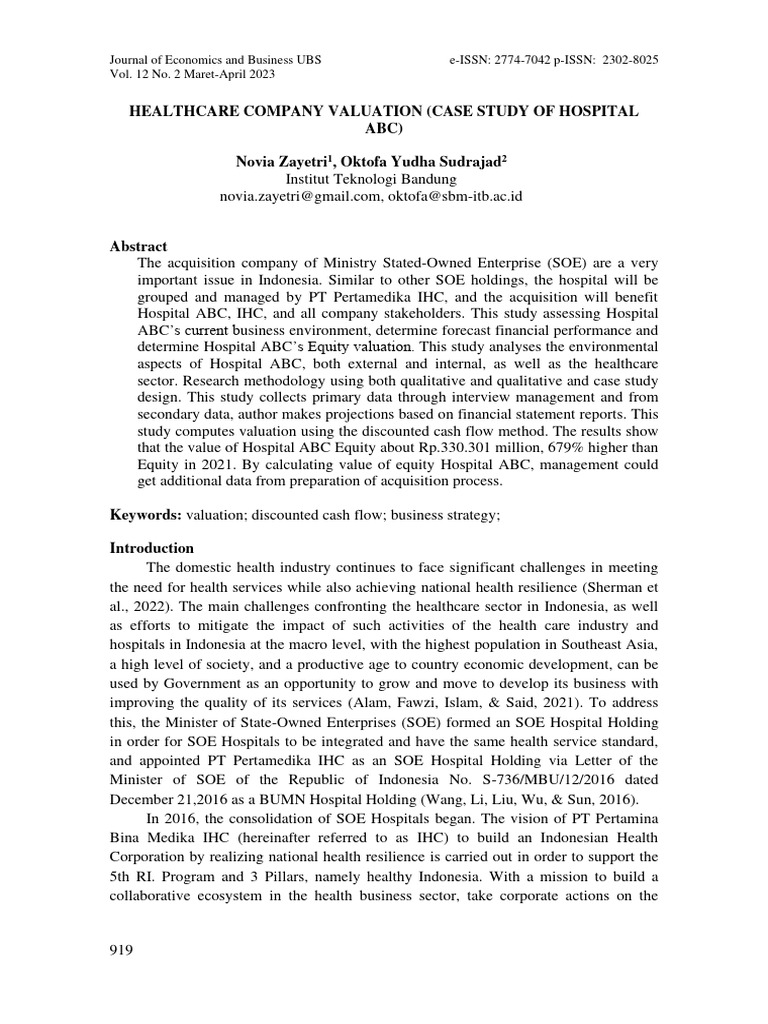 healthcare-company-valuation-pdf-cost-of-capital-discounted-cash-flow