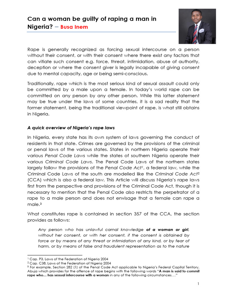 Female-on-Male Rape Laws in Nigeria | PDF | Rape | Crimes