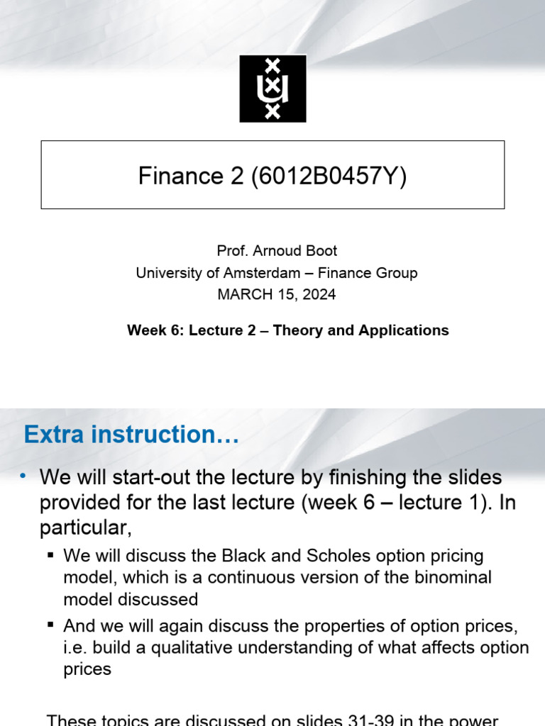 Finance Week 6+lecture+2+2024 15march2024 Basisvak Applications | PDF ...