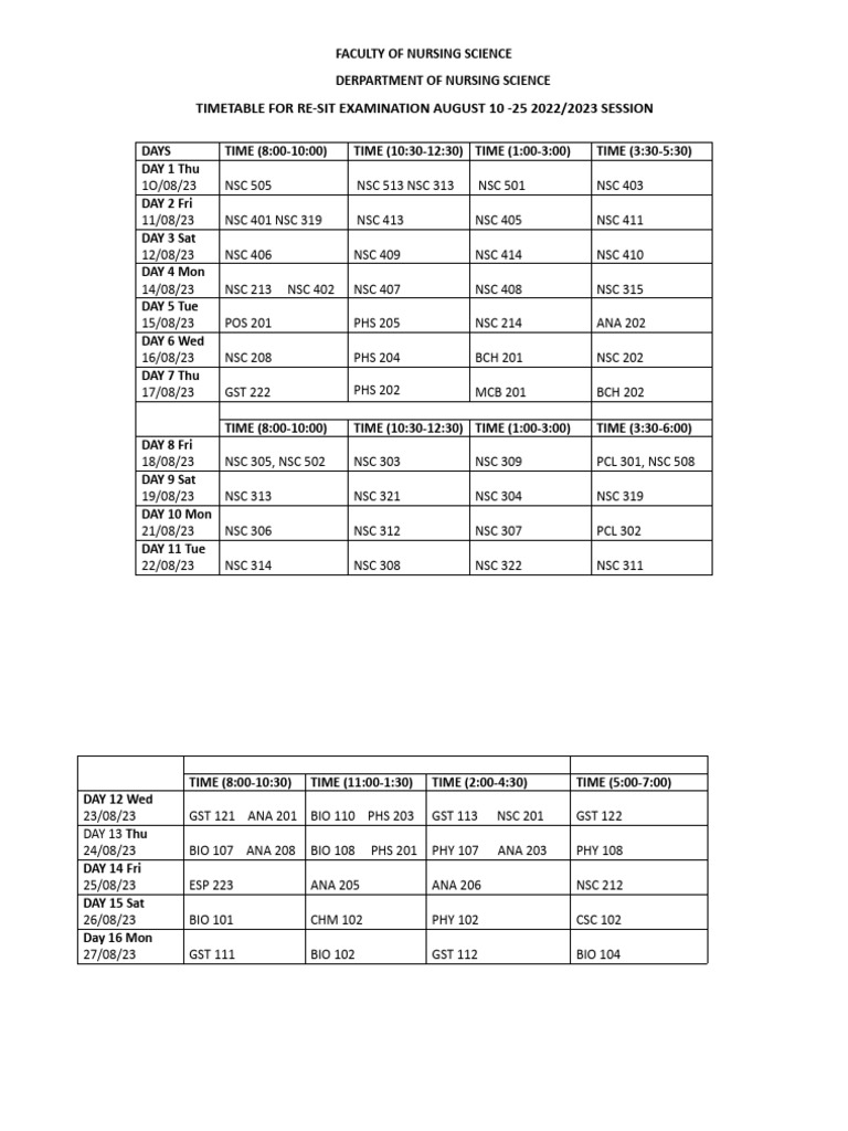Resit Timetable-4 | PDF