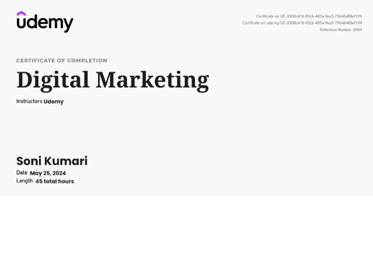 Udemy Certificate | PDF