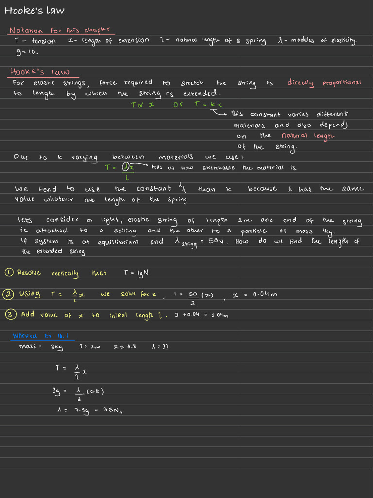 Hookes Law Pdf Tension Physics Force