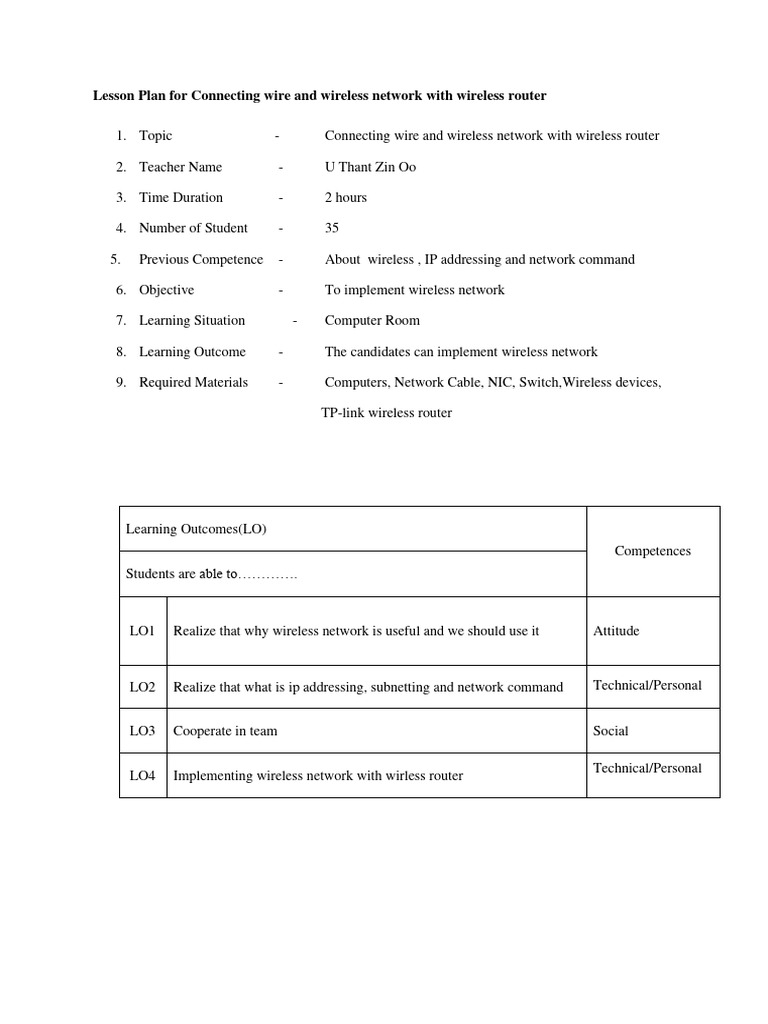 Connecting Wired & Wireless Networks Lesson | PDF | Router (Computing ...