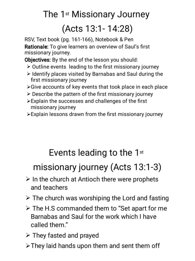 Overview of Paul's 1st Missionary Journey | PDF | Paul The Apostle ...