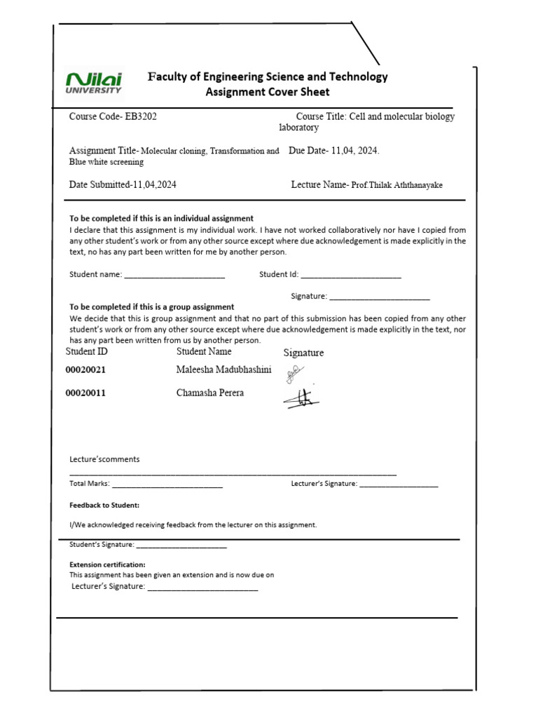 Cell and Molecular Lab Report | PDF | Molecular Cloning | Plasmid