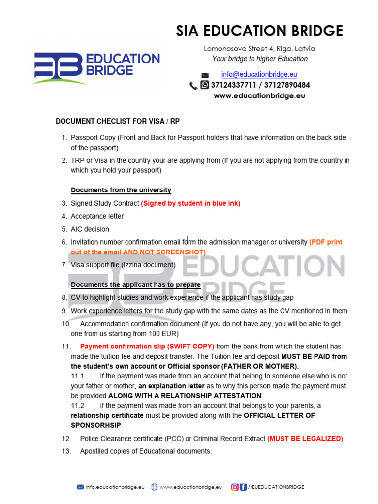 EB Visa Checklist 2023 Updated | PDF | Euro | Travel Visa
