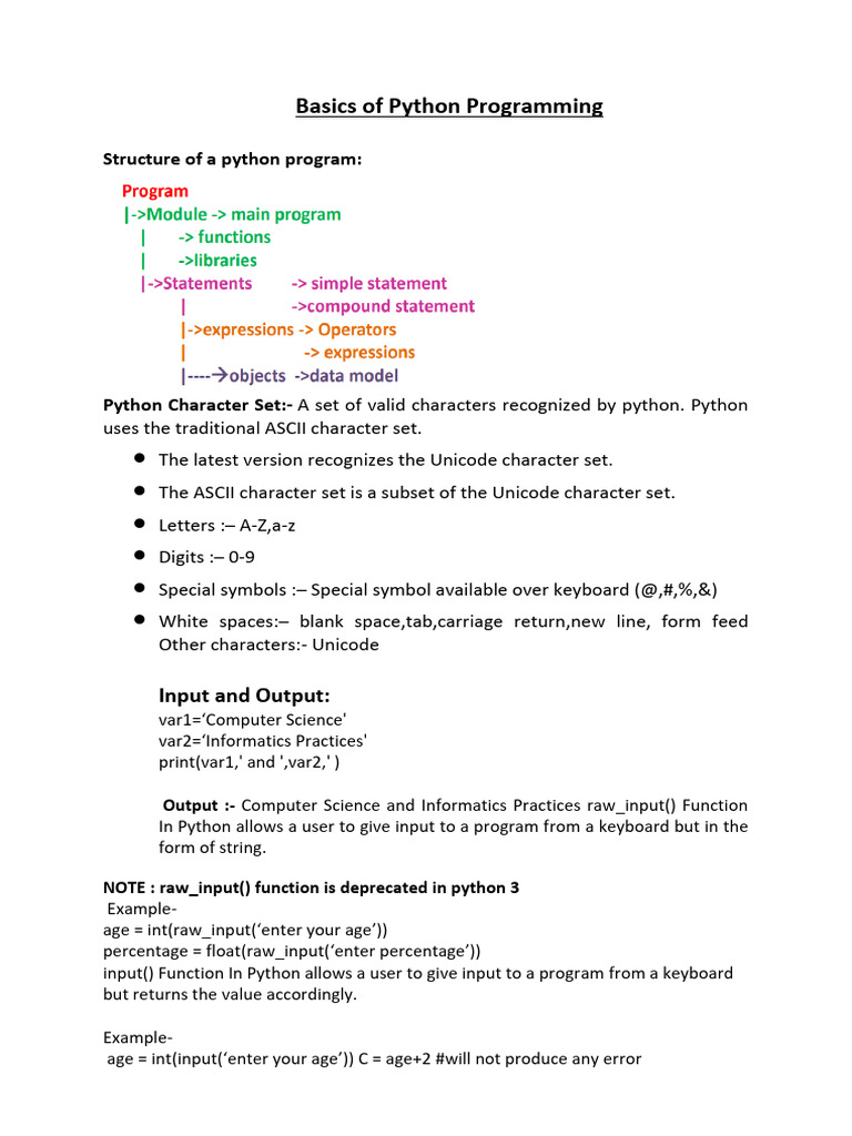 Basics Of Python Programming PDF Teaching Methods Materials Basics of python programming pdf teaching methods materials