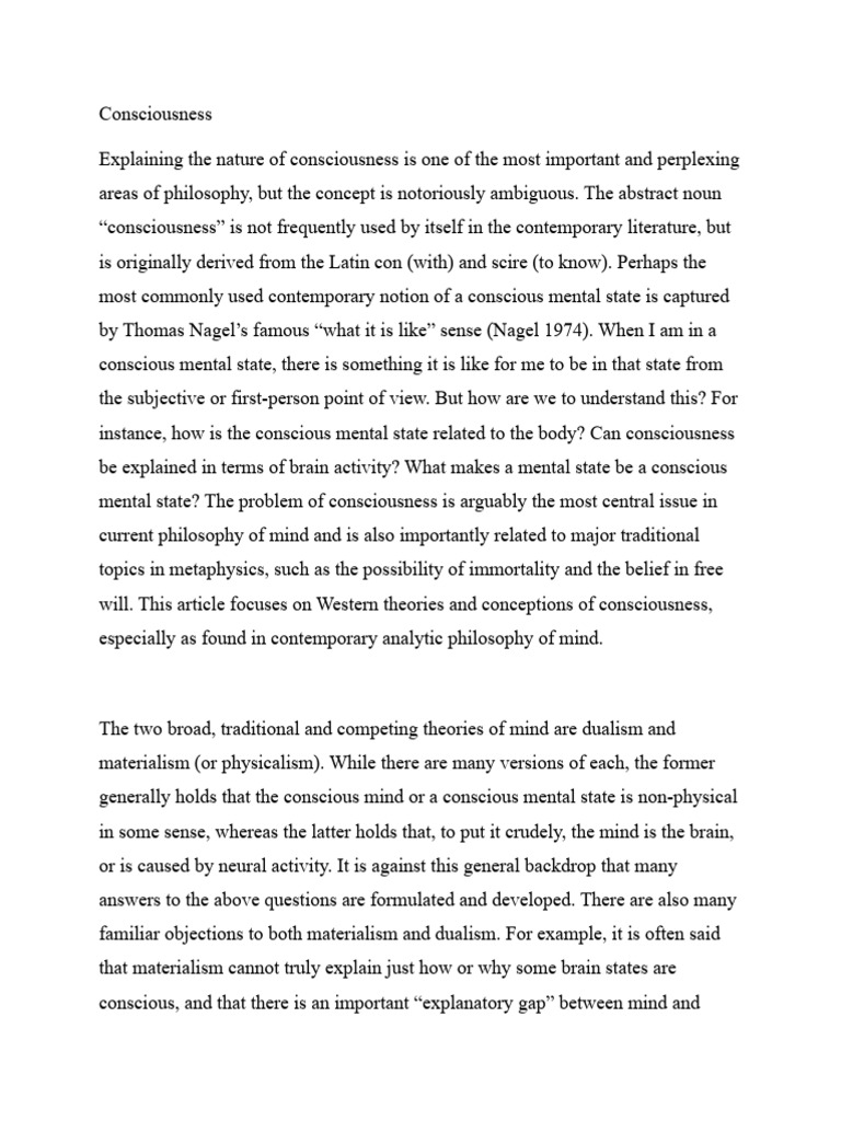 CONSCIOUSNESS NOTES intelligence overview