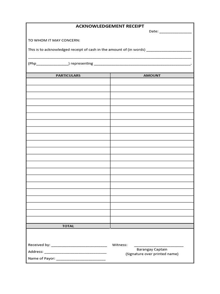 Acknowledgement Receipt | PDF