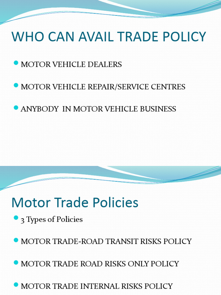 Overview of Motor Trade Insurance Policies | PDF | Insurance | Vehicles
