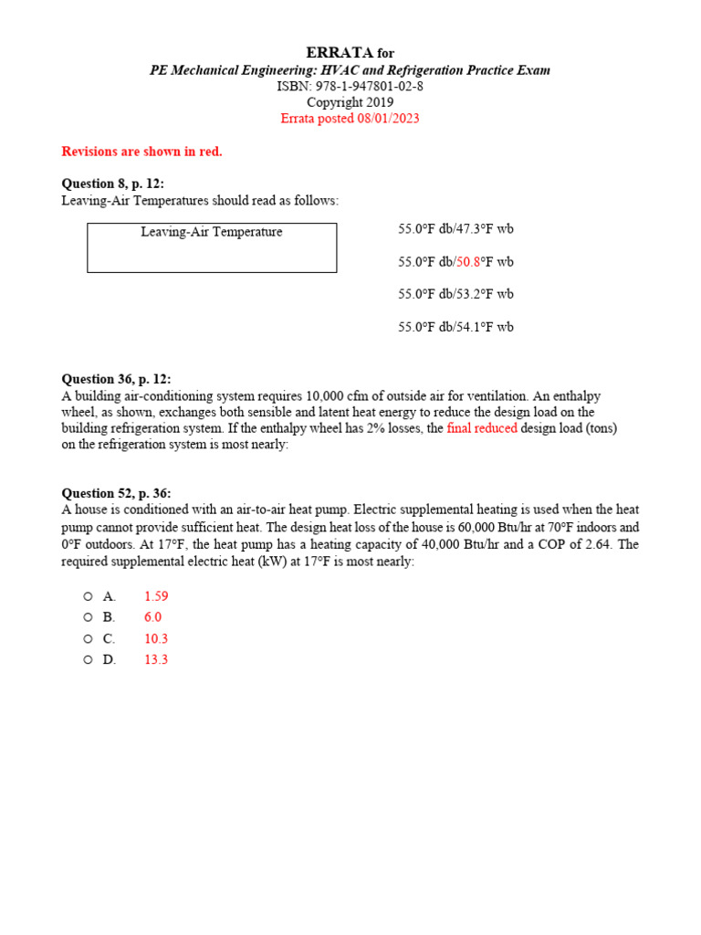 Mec HVAC Errata 02-8 | PDF | Mechanical Engineering | Thermodynamics