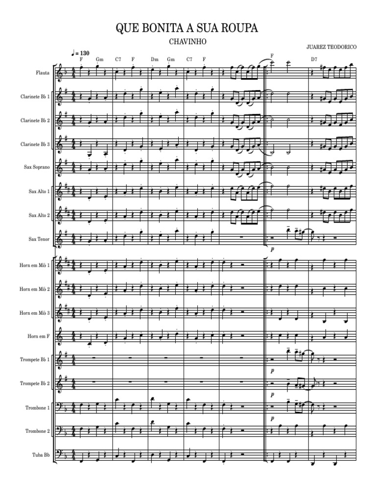 Arranjo Musical: Que Bonita a Sua Roupa | PDF | Musical Instruments ...