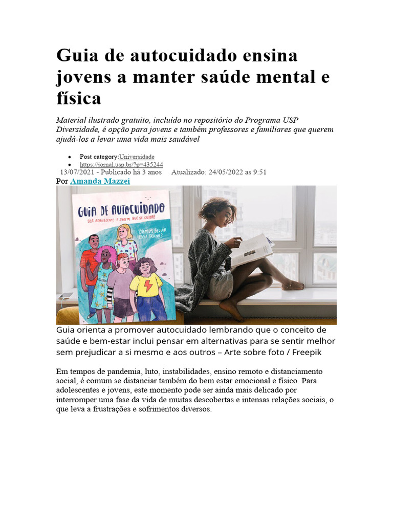 Guia De Autocuidado Ensina Jovens A Manter Saúde Mental E Física Pdf