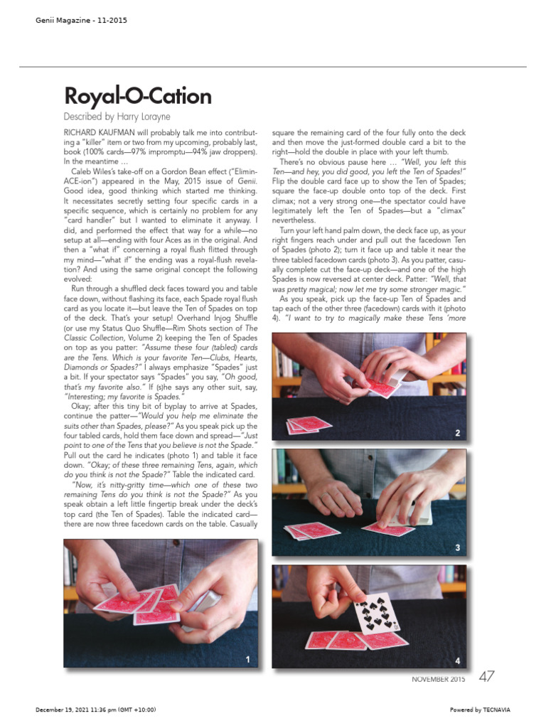 Royal Flush Card Magic Routine | PDF | Playing Cards | Tabletop Games