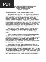 Wodehouse Toast - Shashi Tharoor