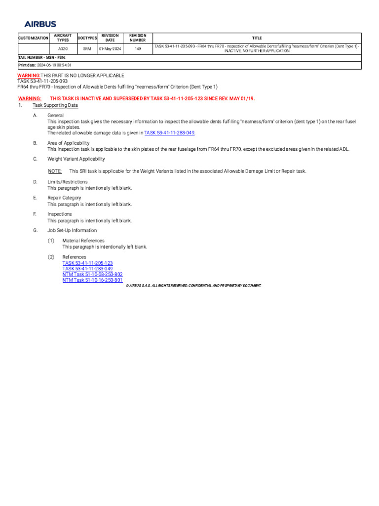 TASK 53-41-11-283-049: Warning | PDF | Airliner | Jet Aircraft