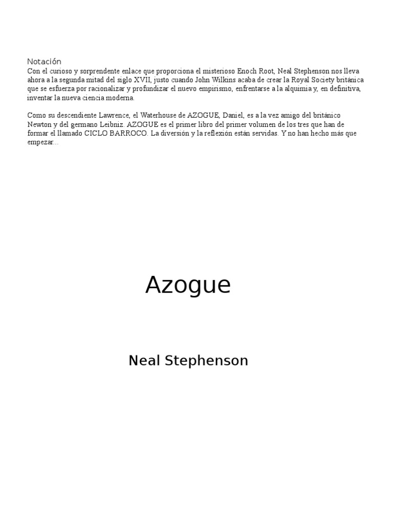 Los Alquimistas Ansiaban Poseer La Piedra Stephenson Neal - Ciclo Barroco 1 - Azogue | PDF | Science | Ciencia  (general)