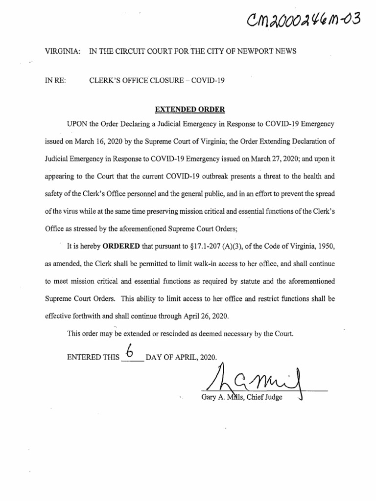 Extended Order - Clerks Office Operations | PDF