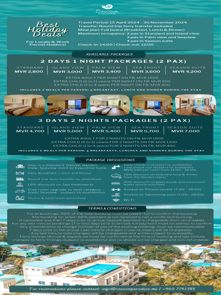 MVR Menu: Package Inclusions & Rates | PDF | Meal | Lunch