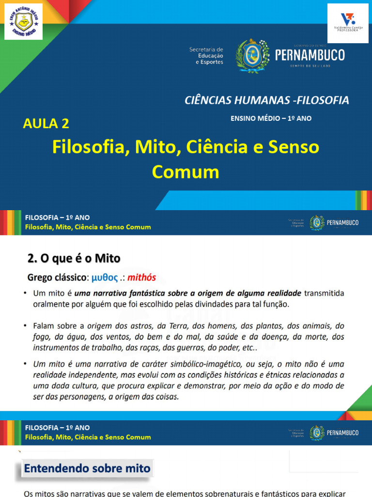 Filosofia, Mito e Senso Comum no Ensino | PDF | Science | Pensamento
