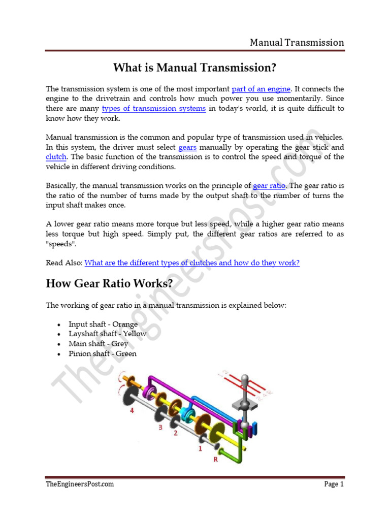 Understanding Manual Transmission Systems | PDF | Manual Transmission ...