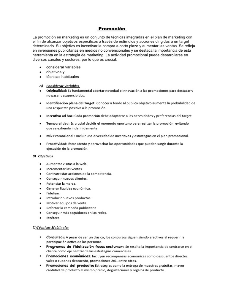Promoción Marketing | PDF | Marketing | Producto (Negocio)