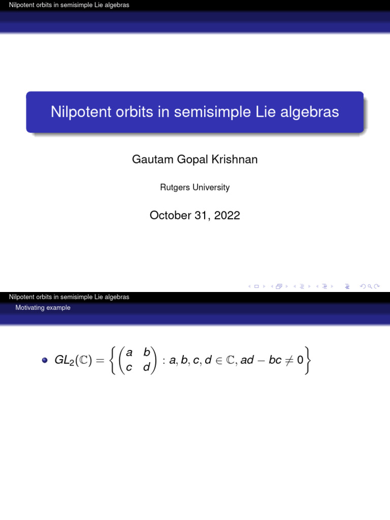Nilpotent orbits pdf lie algebra representation theory