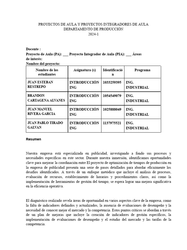 Proyectos de Aula 2024-1 | PDF | Business | Marketing