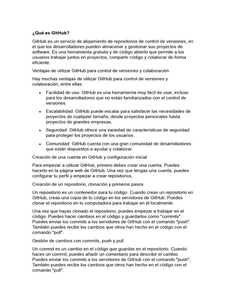 Introducción a GitHub y su uso eficaz | PDF | Control de versiones ...