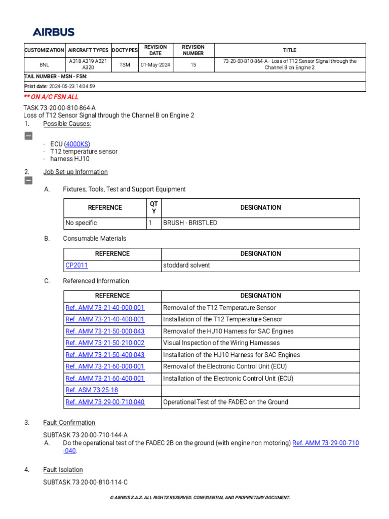 T12 Sensor Signal Loss in Engine 2 | PDF | Aircraft | Electrical ...