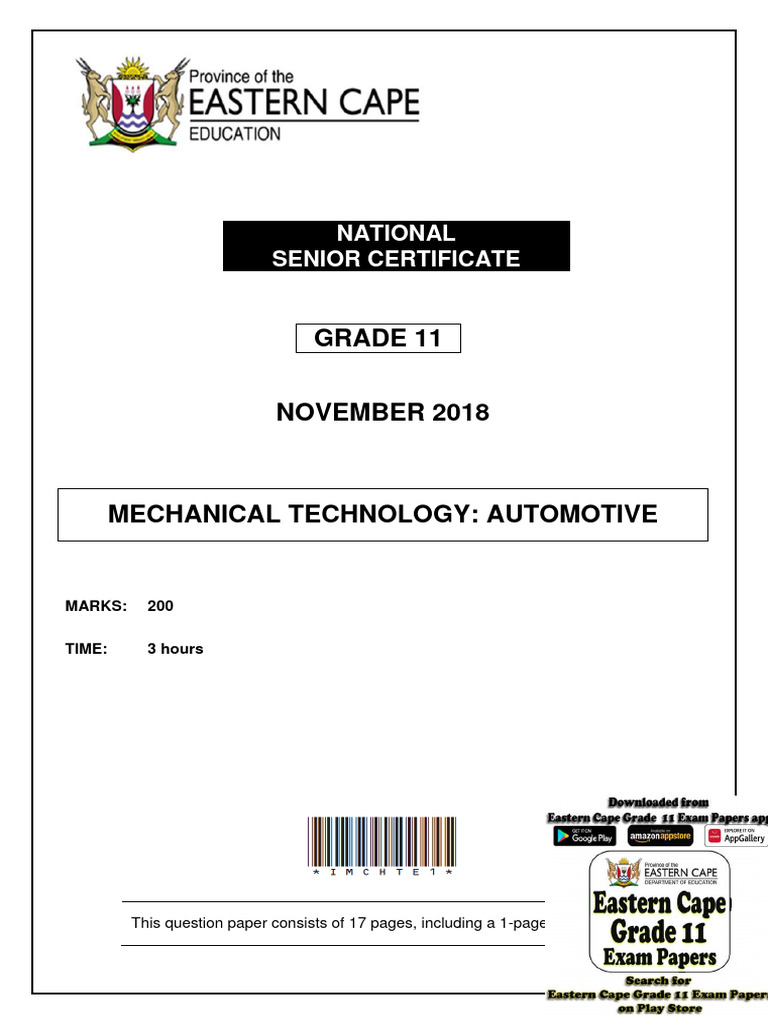 Mech Tech Automotive GR 11 Nov 2018 FINAL | PDF | Engines | Iron