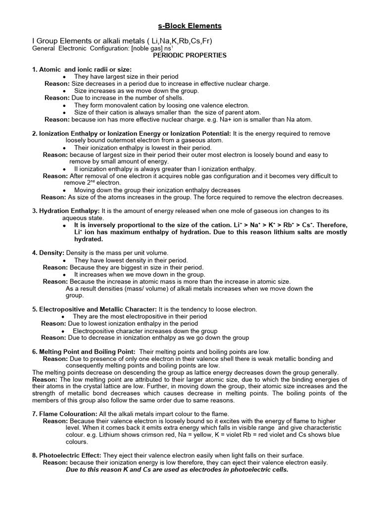 S Block Elements 2021 22 Pdf Ion Hydroxide