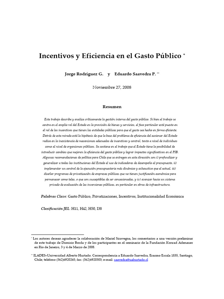 Eficiencia del Gasto Público en Chile | PDF | Business | Empresa de ...